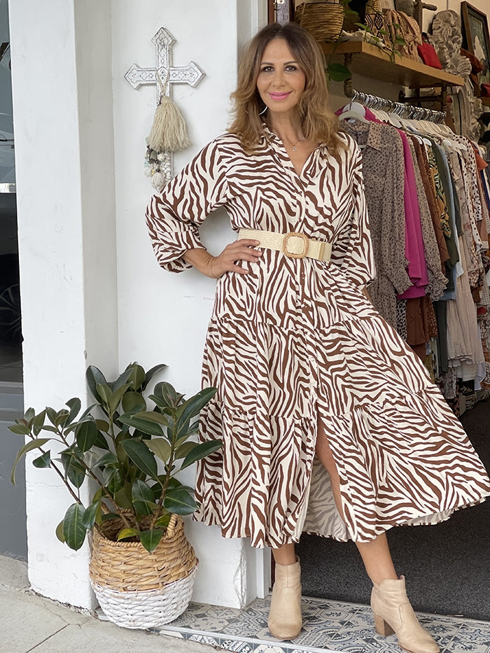 Molly Longsleeve Zebra Dress