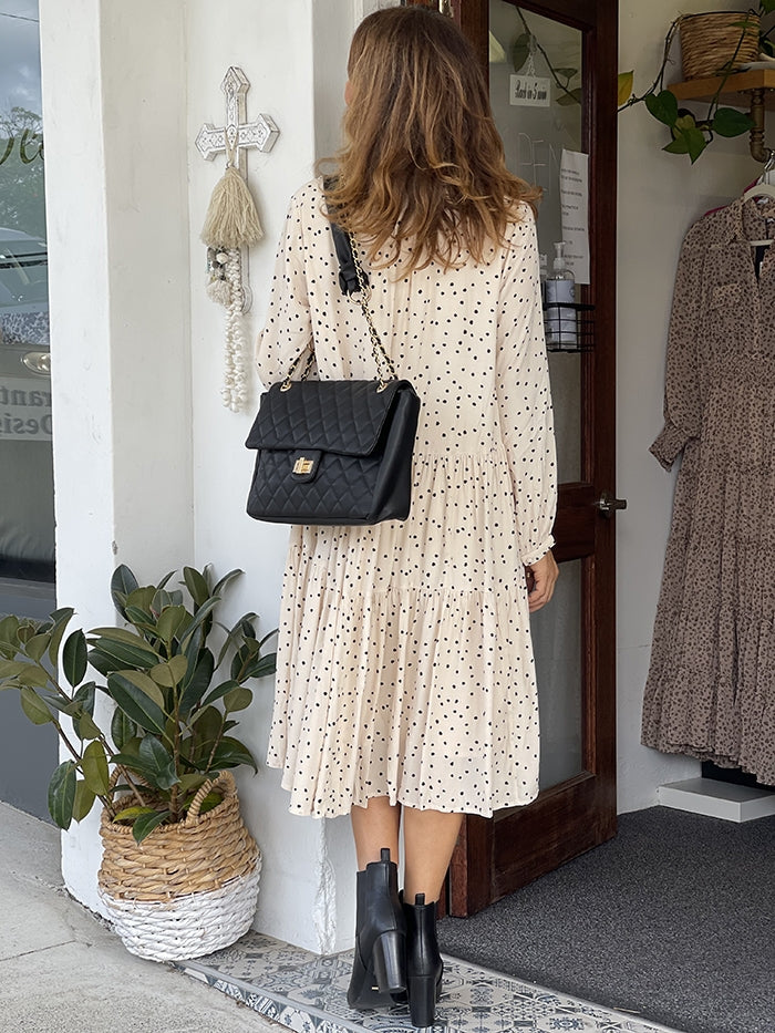 Aria Tiered Spot Midi Dress - Cream Aria Tiered Spot Midi Dress - Cream