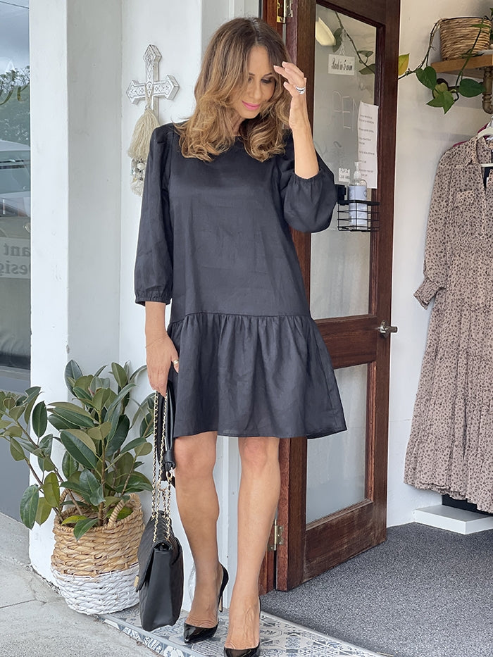 Jasmin Linen Dress - Black