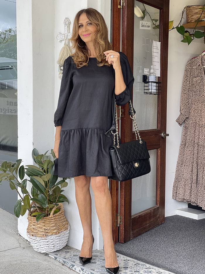 Jasmin Linen Dress - Black