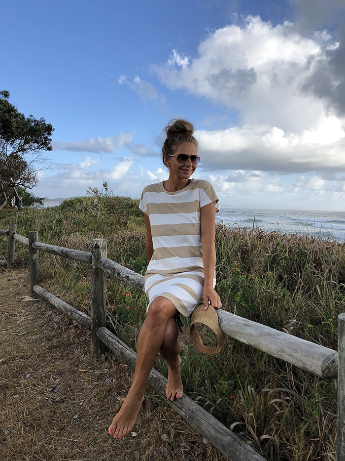 East Dress - Natural Stripe