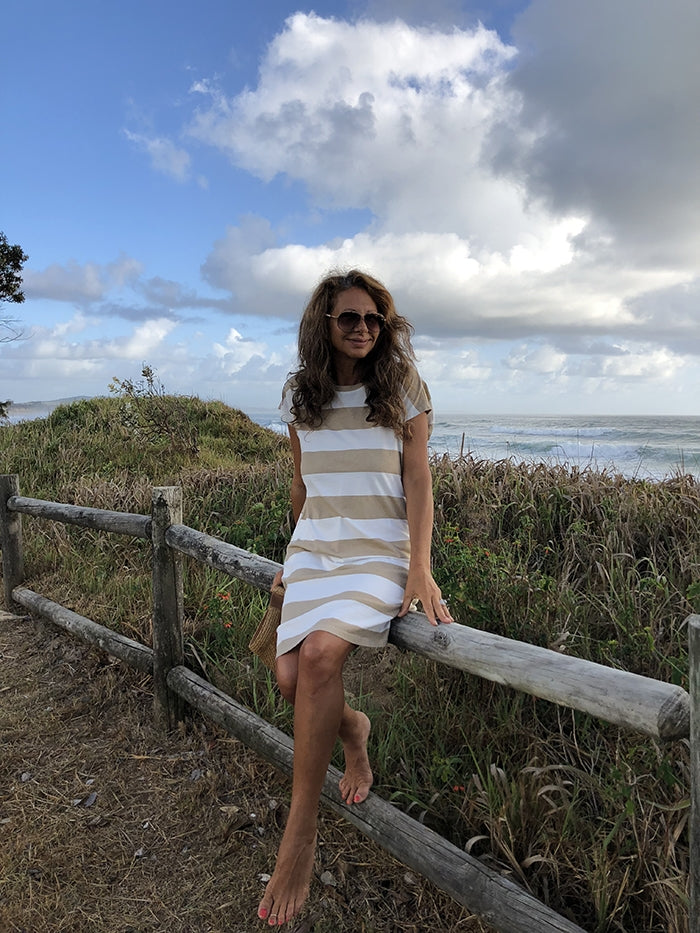 East Dress - Natural Stripe