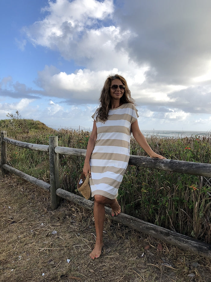 East Dress - Natural Stripe