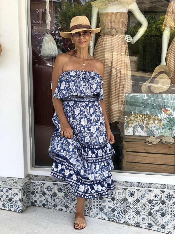 Channa OTS Dress - Navy