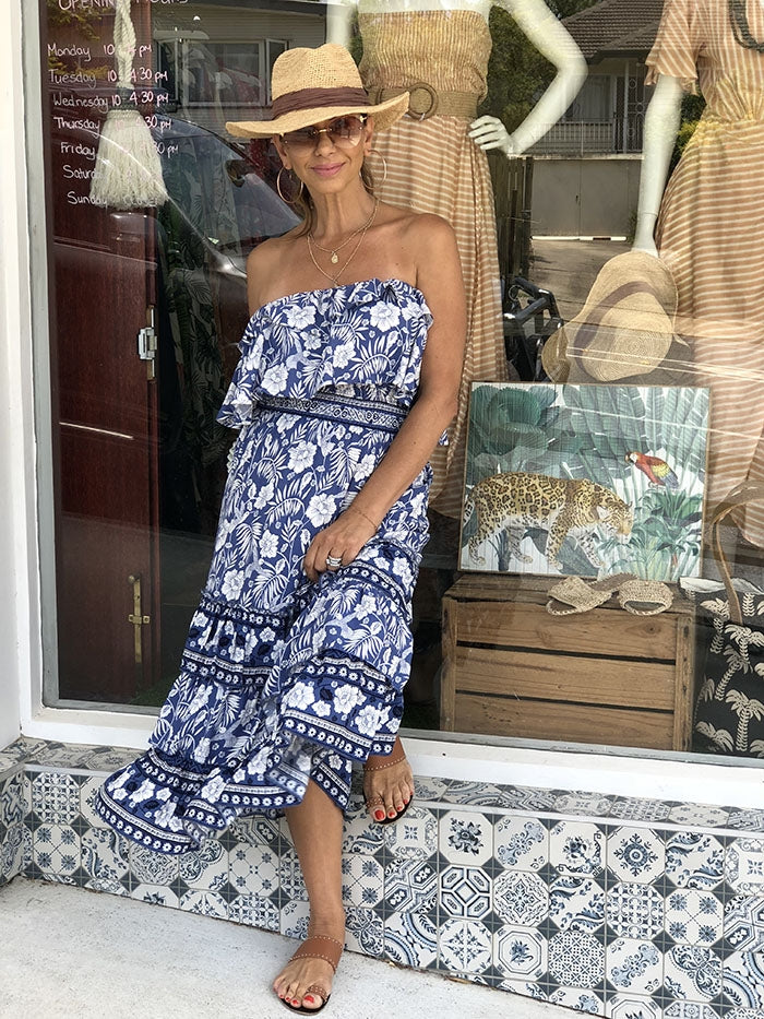 Channa OTS Dress - Navy