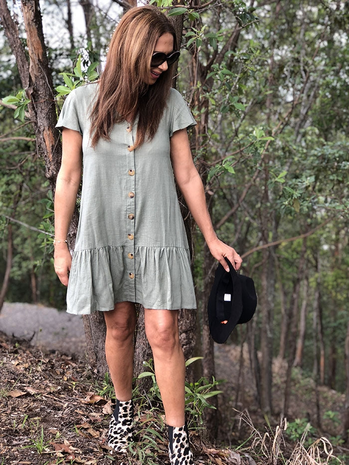 Tammy Dress - Khaki Linen