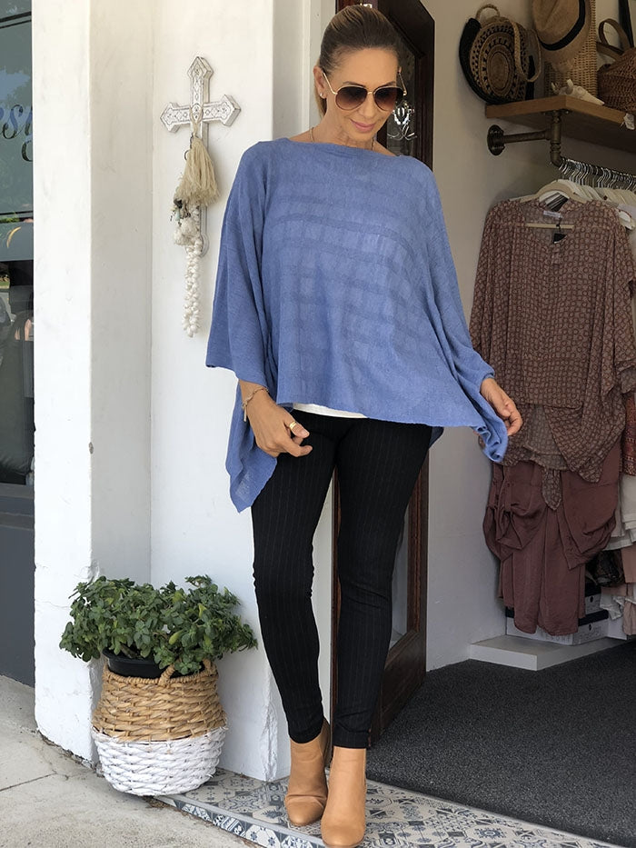 Tilbury Check Poncho - Blue