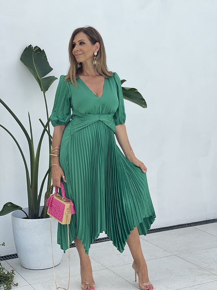 Mari Pleated Dress - Green