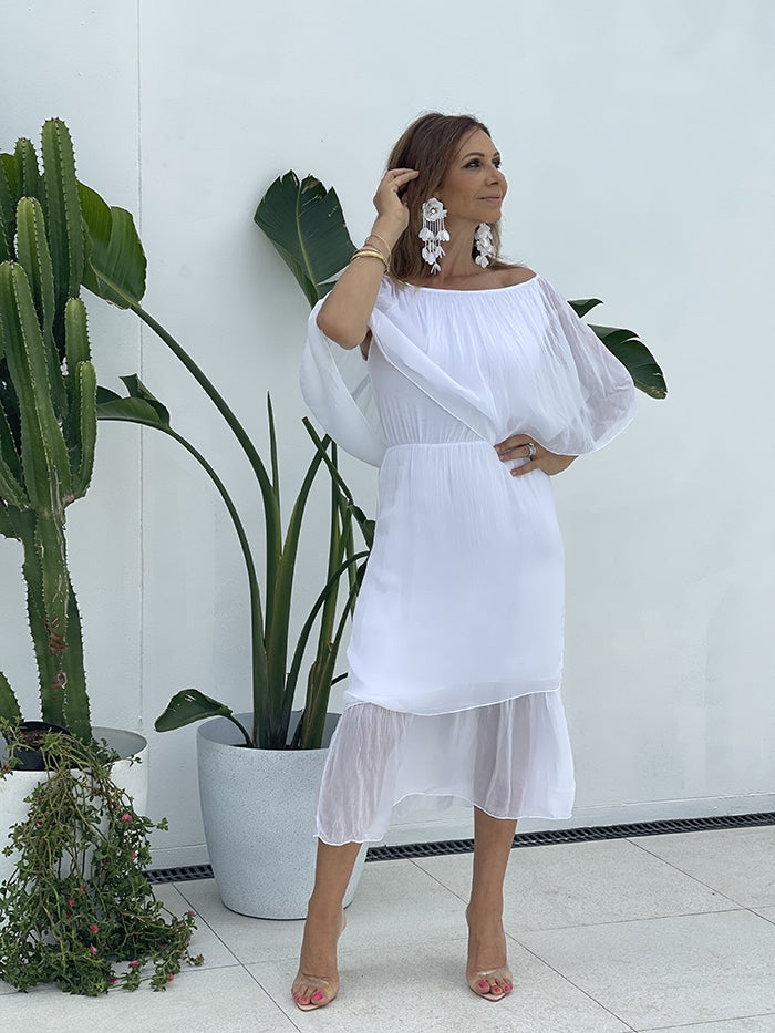 Reki Silk Dress - White