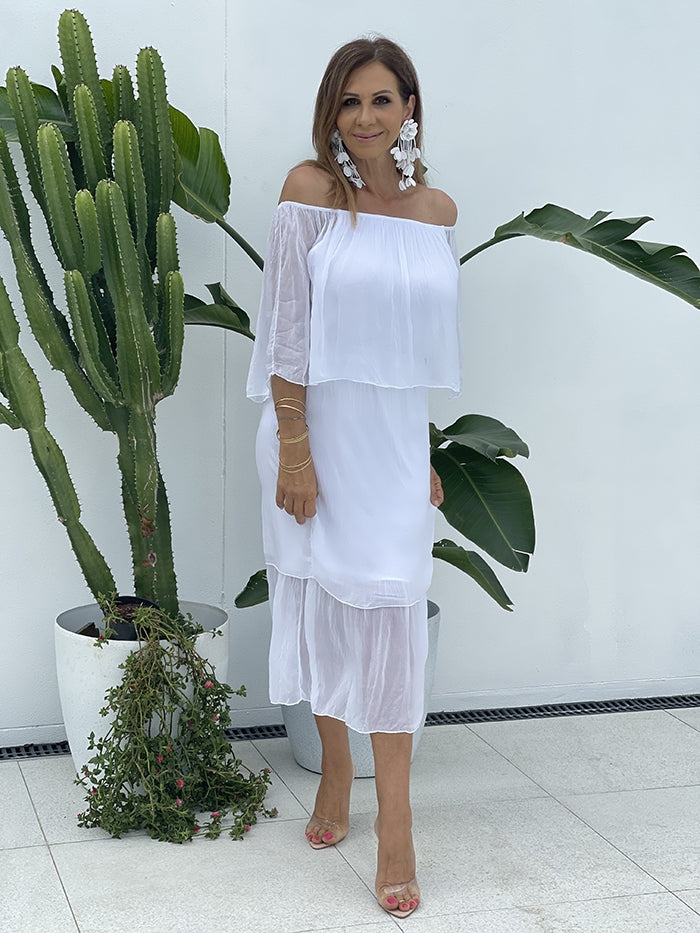 Reki Silk Dress - White