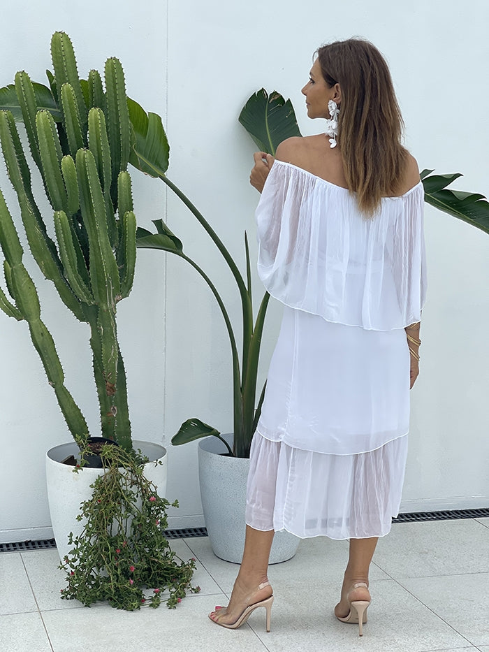 Reki Silk Dress - White