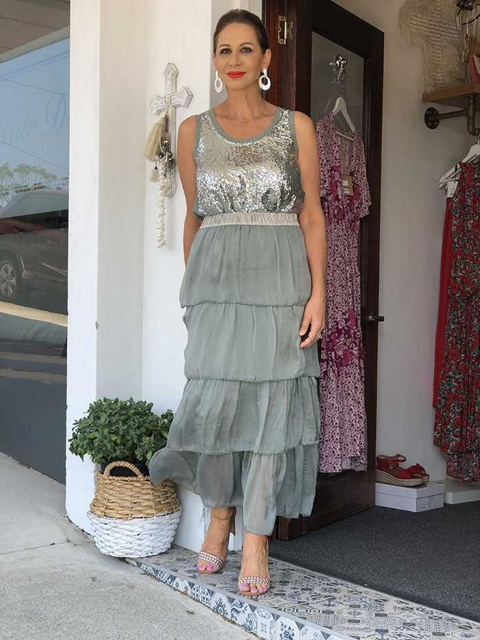 Pachino Sequin Cami - Khaki