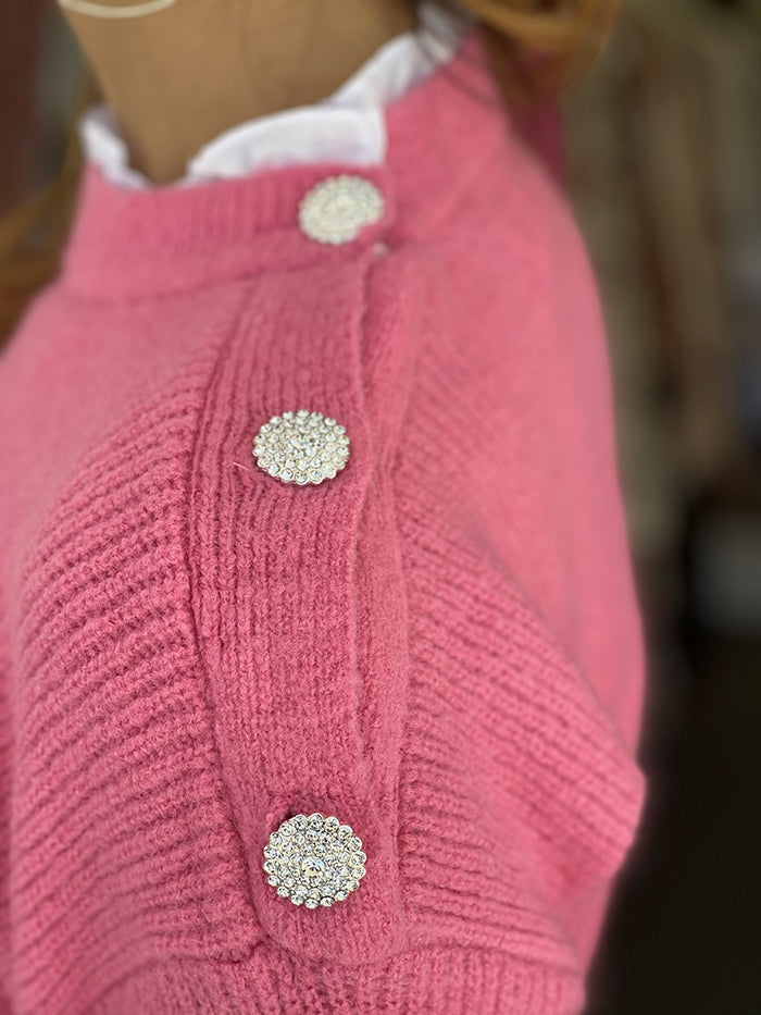 Ruffle Neck Knit - Bubblegum Pink