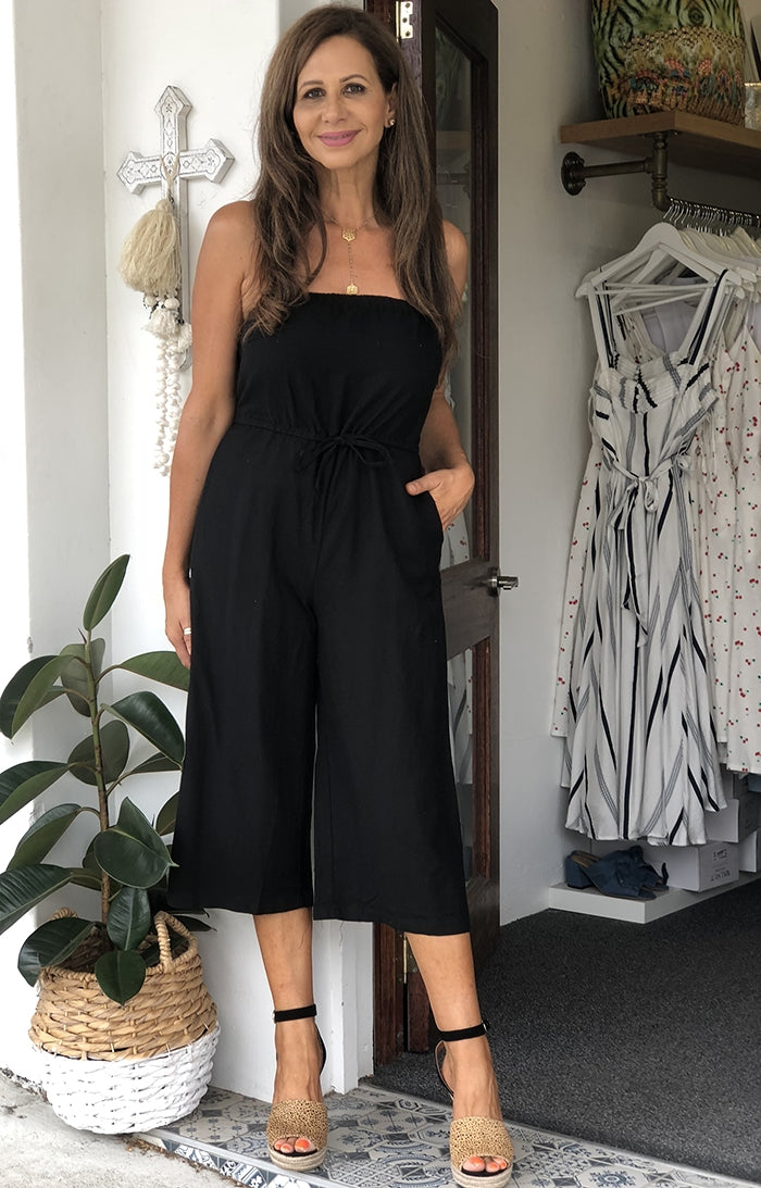 Finn Linen Jumpsuit - Black