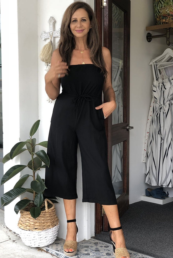 Finn Linen Jumpsuit - Black