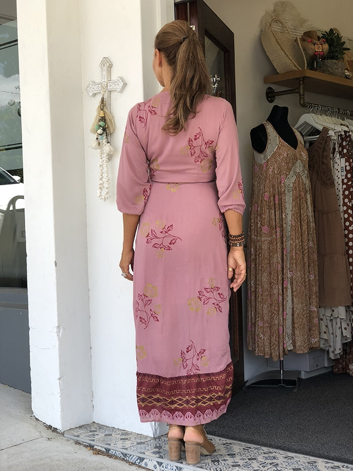 Stevie Wrap Dress - Dusty Rose
