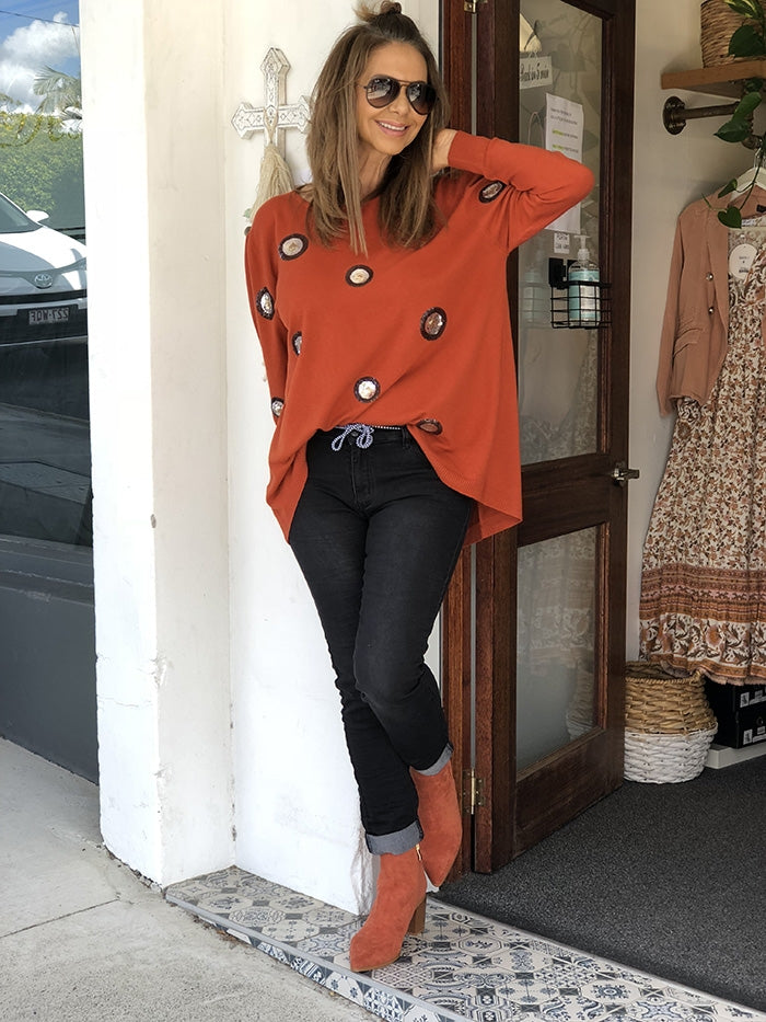 Emilia Sequin Knit - Rust
