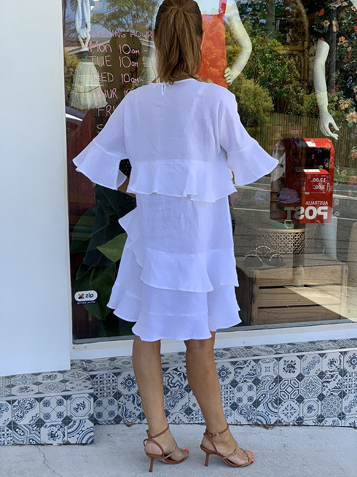 Lozzy Linen Dress - White