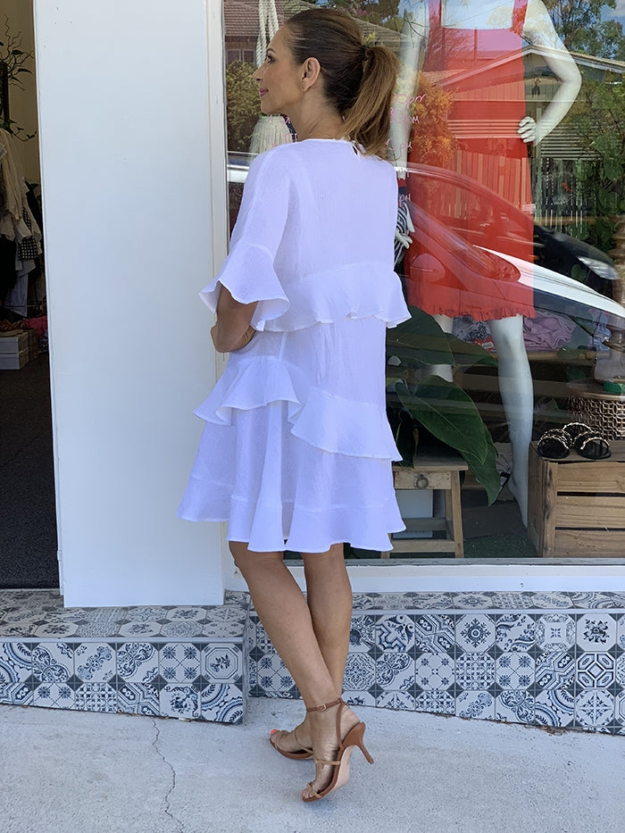 Lozzy Linen Dress - White