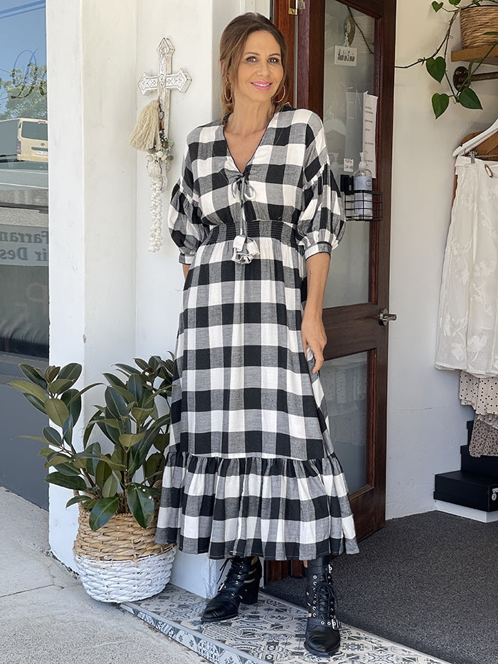 Bella Dress - Black and White Check – Style Me Luxe