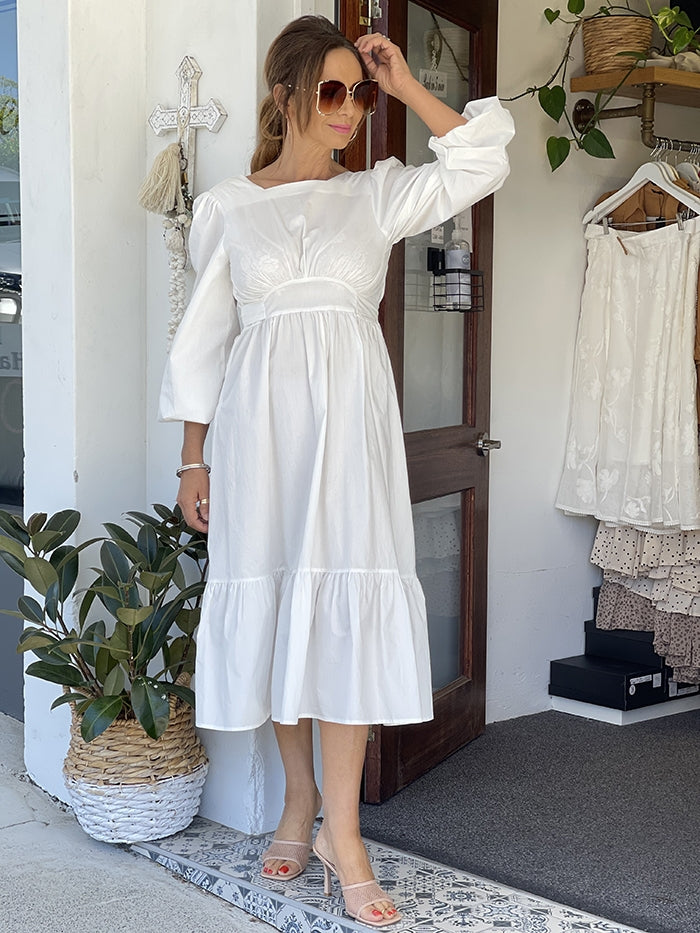 Lara Low Back Dress - White