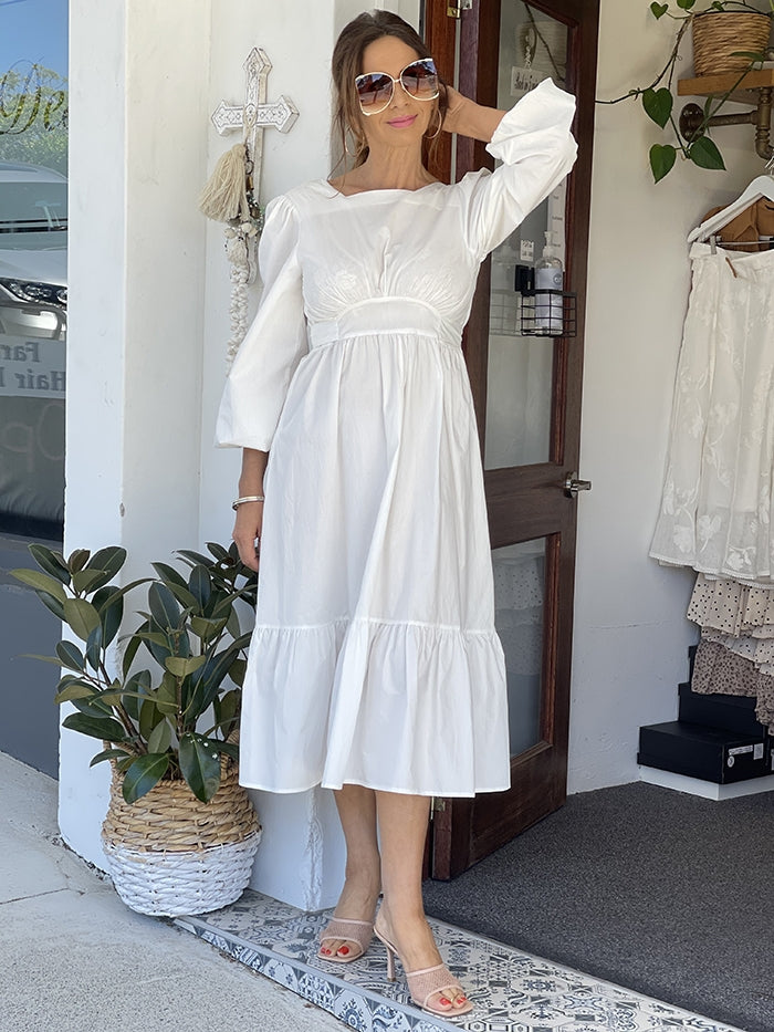 Lara Low Back Dress - White