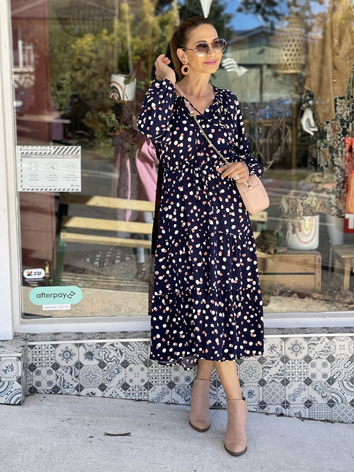 Eri Maxi Dress - Navy Spot