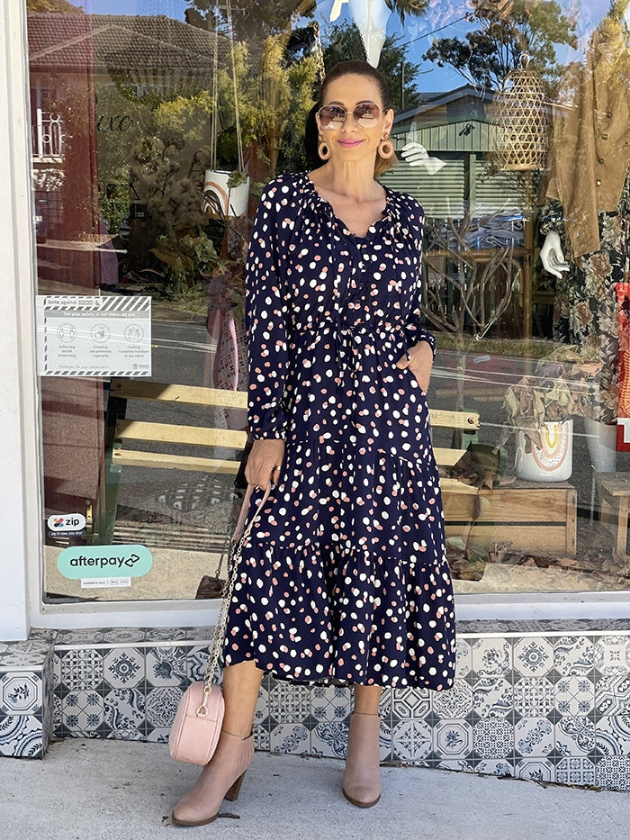 Eri Maxi Dress - Navy Spot