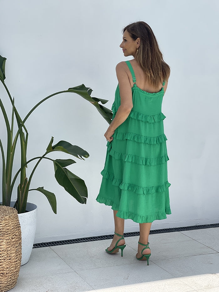 San Sebastian Frill Midi Dress - Amazon