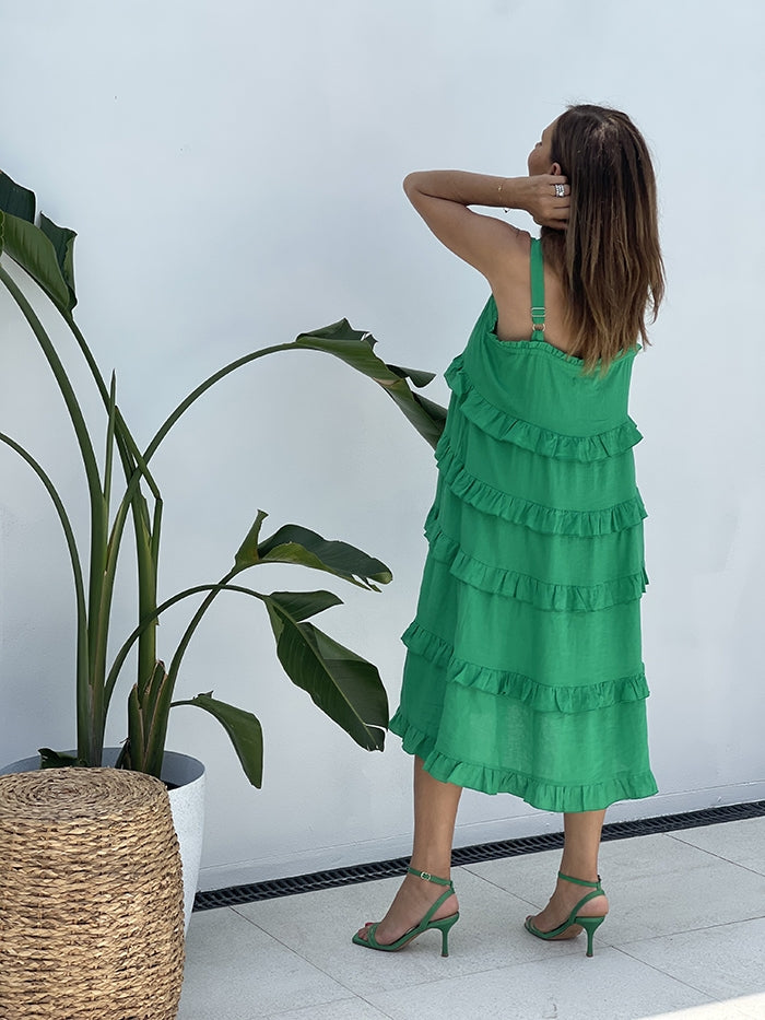 San Sebastian Frill Midi Dress - Amazon Style Me Luxe San Sebastian Frill Midi Dress - Amazon Style Me Luxe