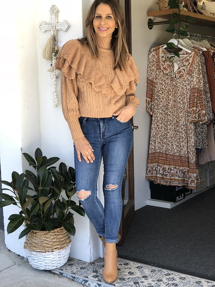Ruffle Knit - Camel