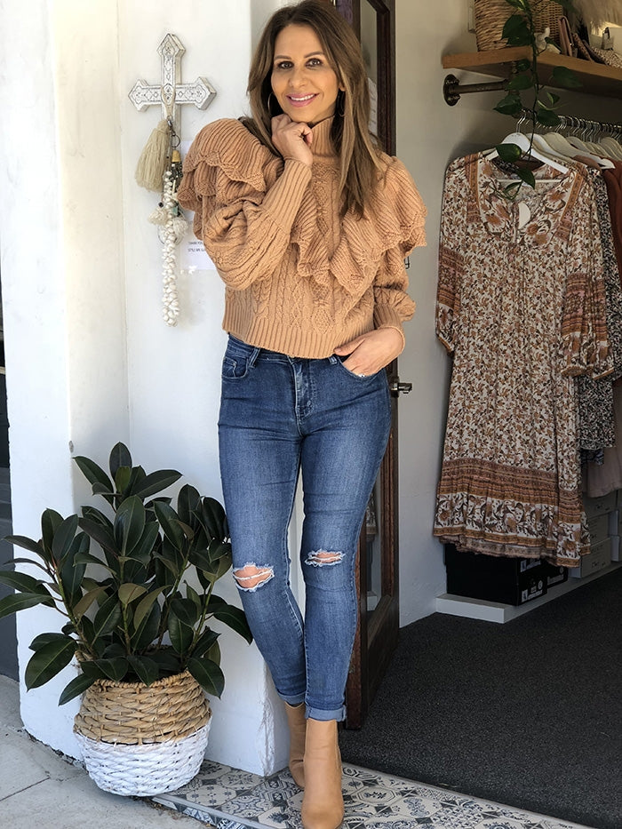 Ruffle Knit - Camel