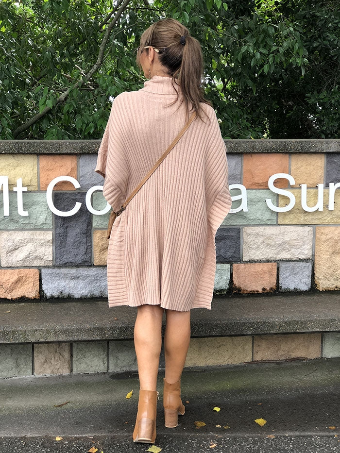 Lucy Ribbed Poncho - Terracotta