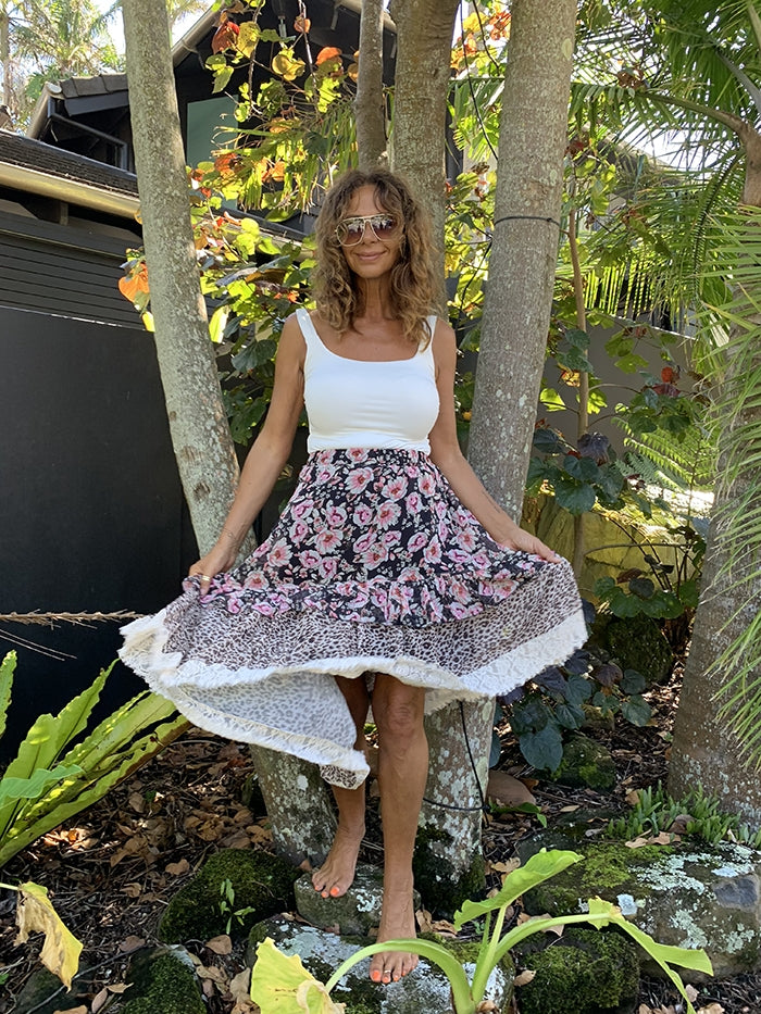 Anella Skirt - Floral Leopard