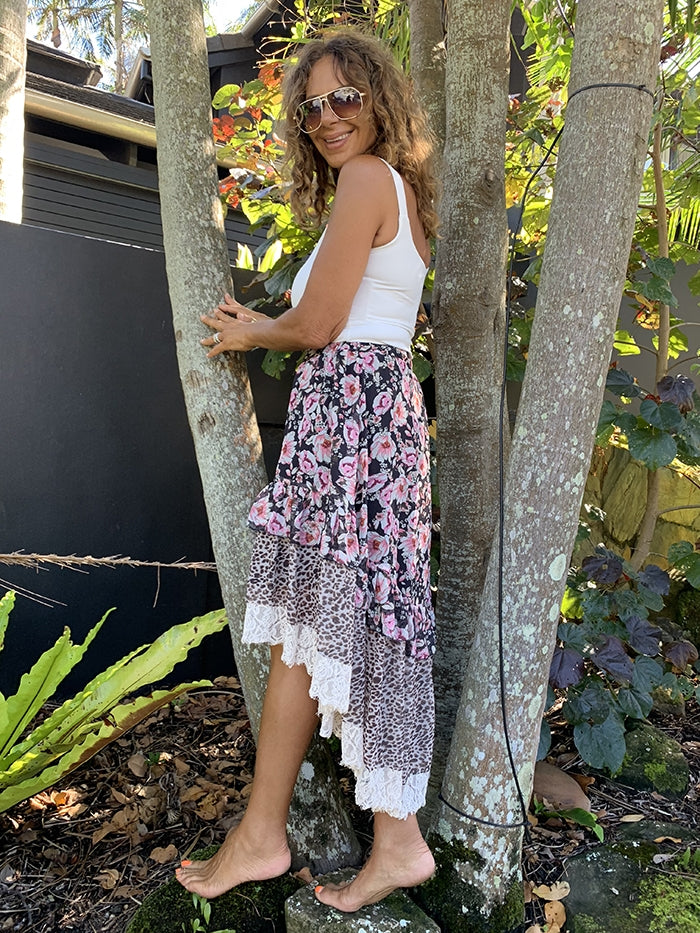Anella Skirt - Floral Leopard