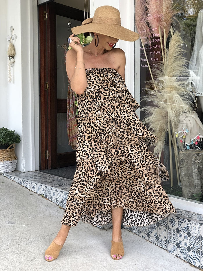 Savannah Overlay Dress - Leopard