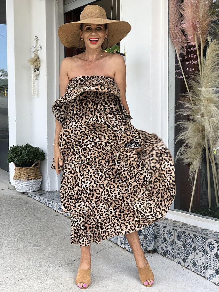 Savannah Overlay Dress - Leopard