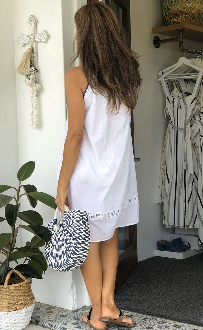 Eden Sundress - White and Navy