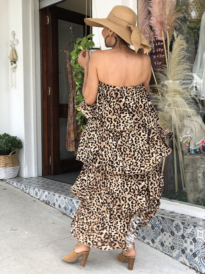 Savannah Overlay Dress - Leopard