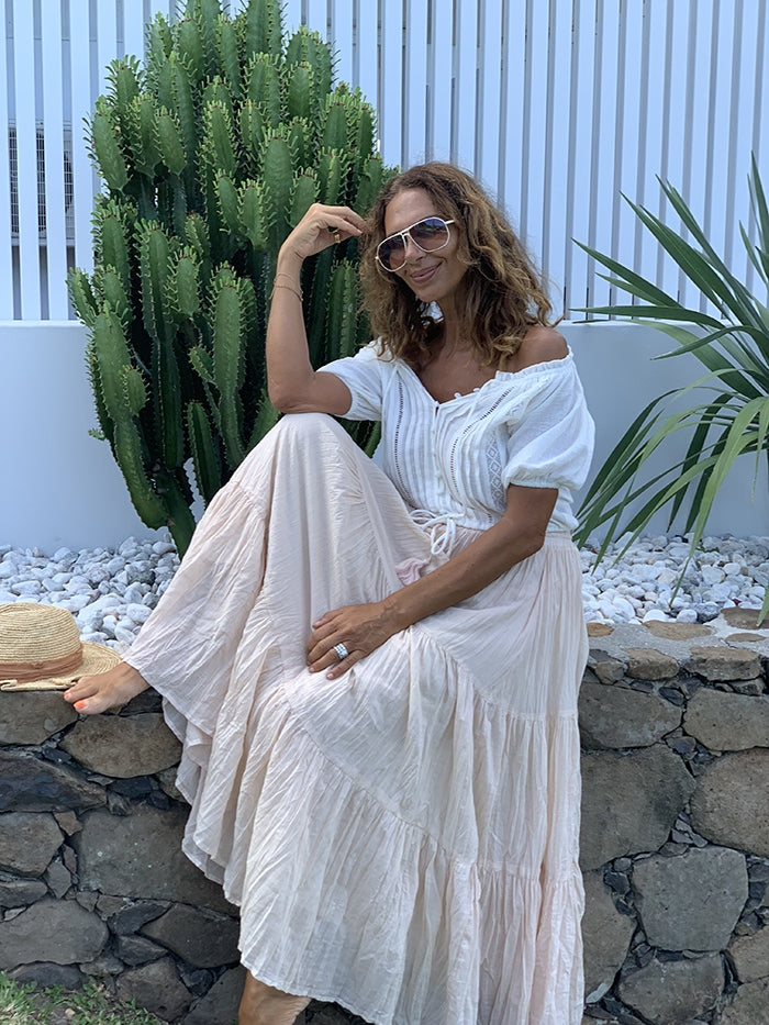 Beige Crinkle Skirt