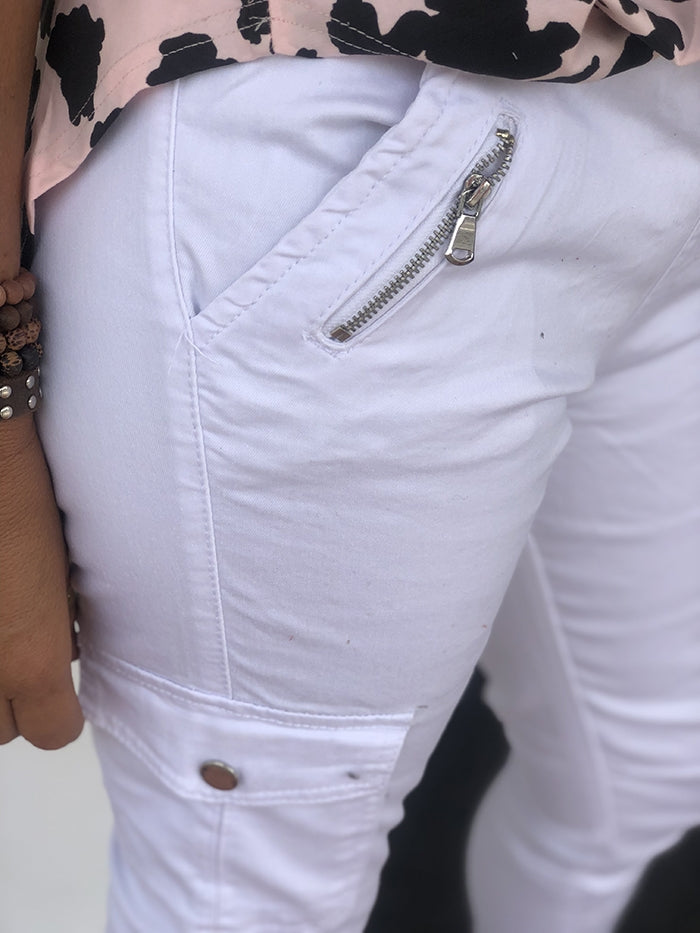 White Denim Cargo Pants