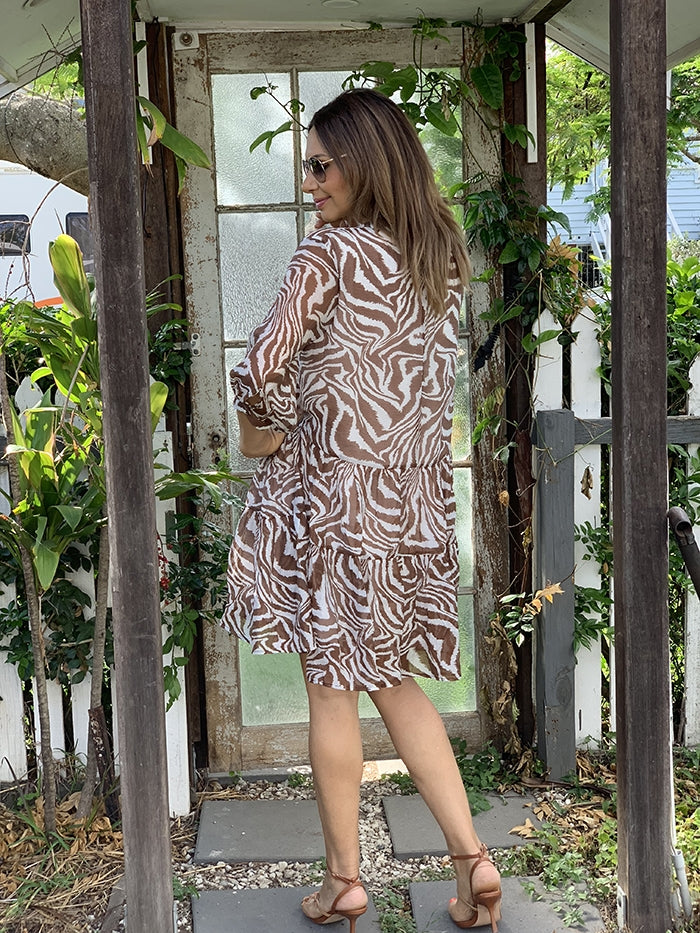 Angie Dress - Choc Zebra