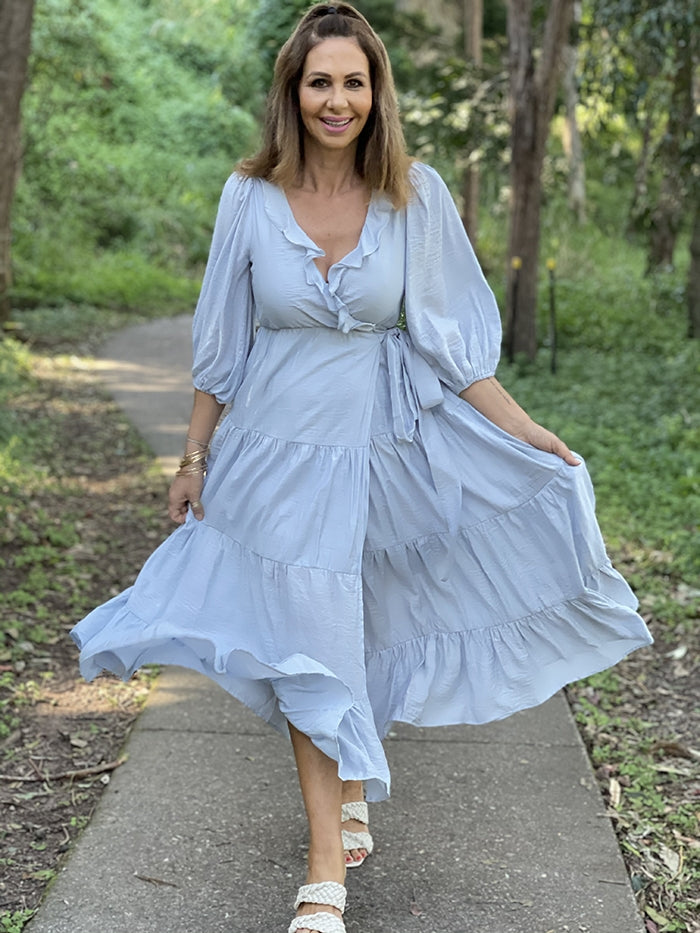 Remi Wrap Dress - Soft Blue