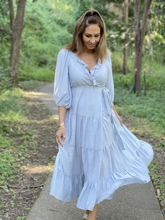 Remi Wrap Dress - Soft Blue