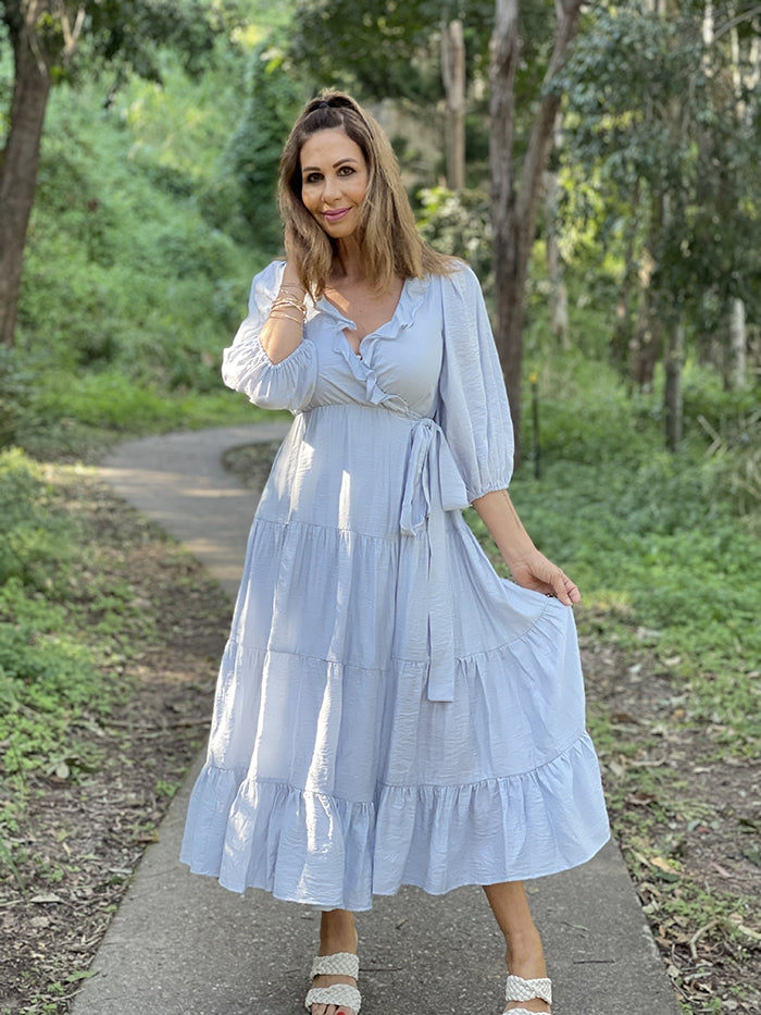 Remi Wrap Dress - Soft Blue