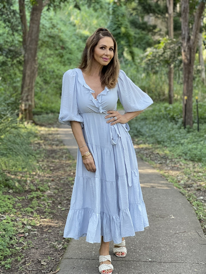 Remi Wrap Dress - Soft Blue