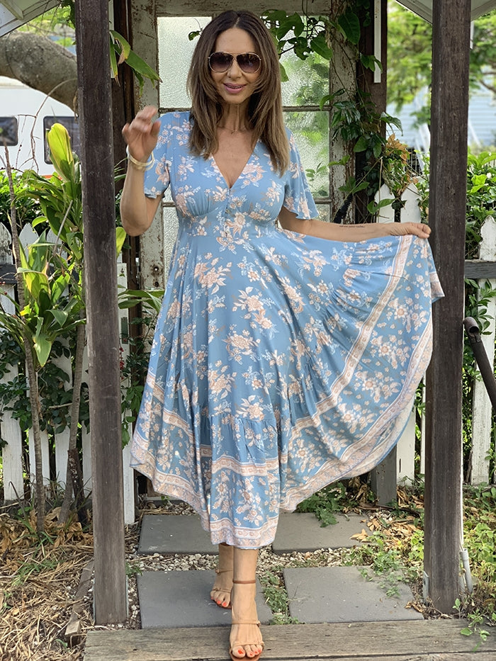 Afina Dress - Blue Floral