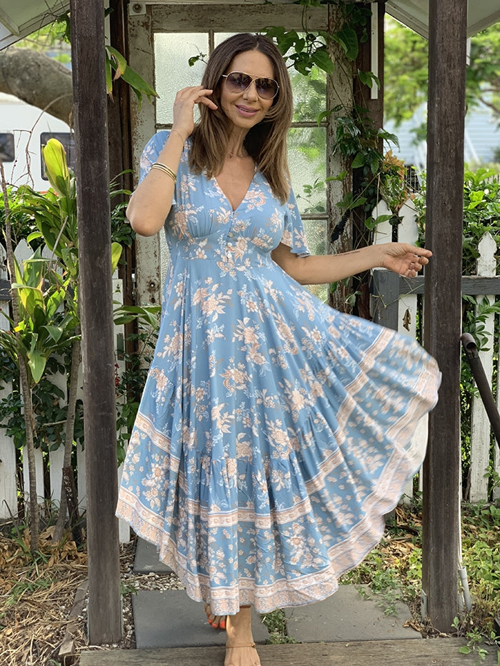 Afina Dress - Blue Floral