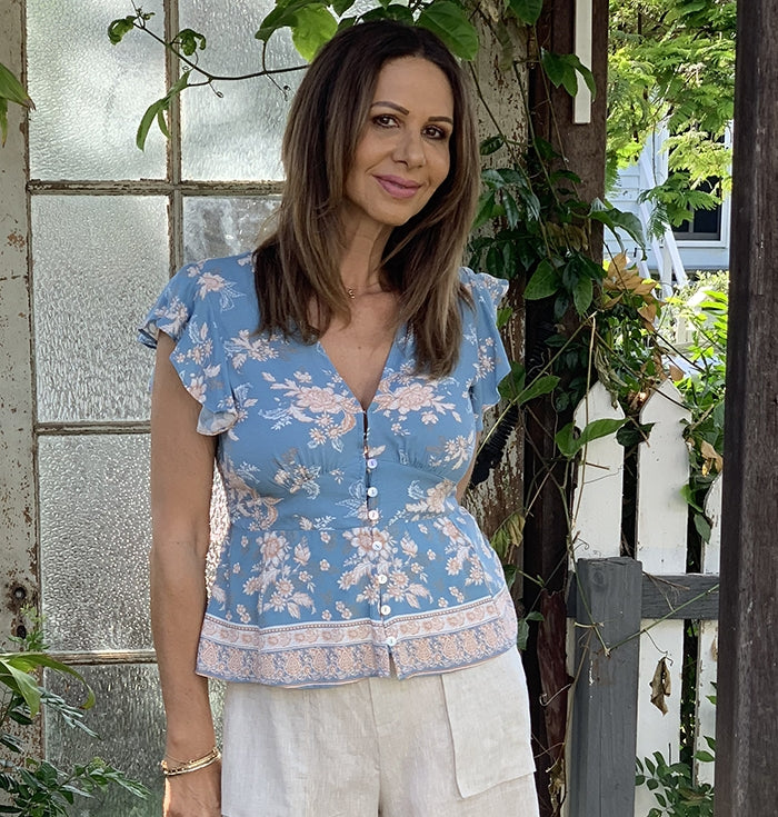 Shaya Top - Blue Floral