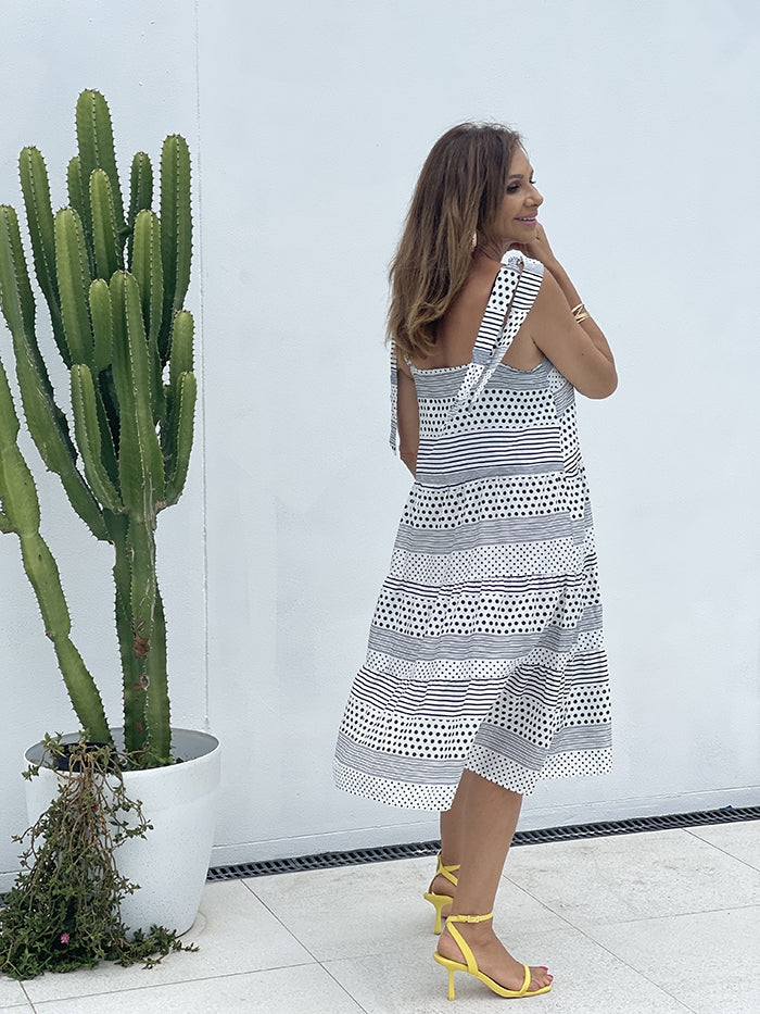 Navy and White Polka Dress